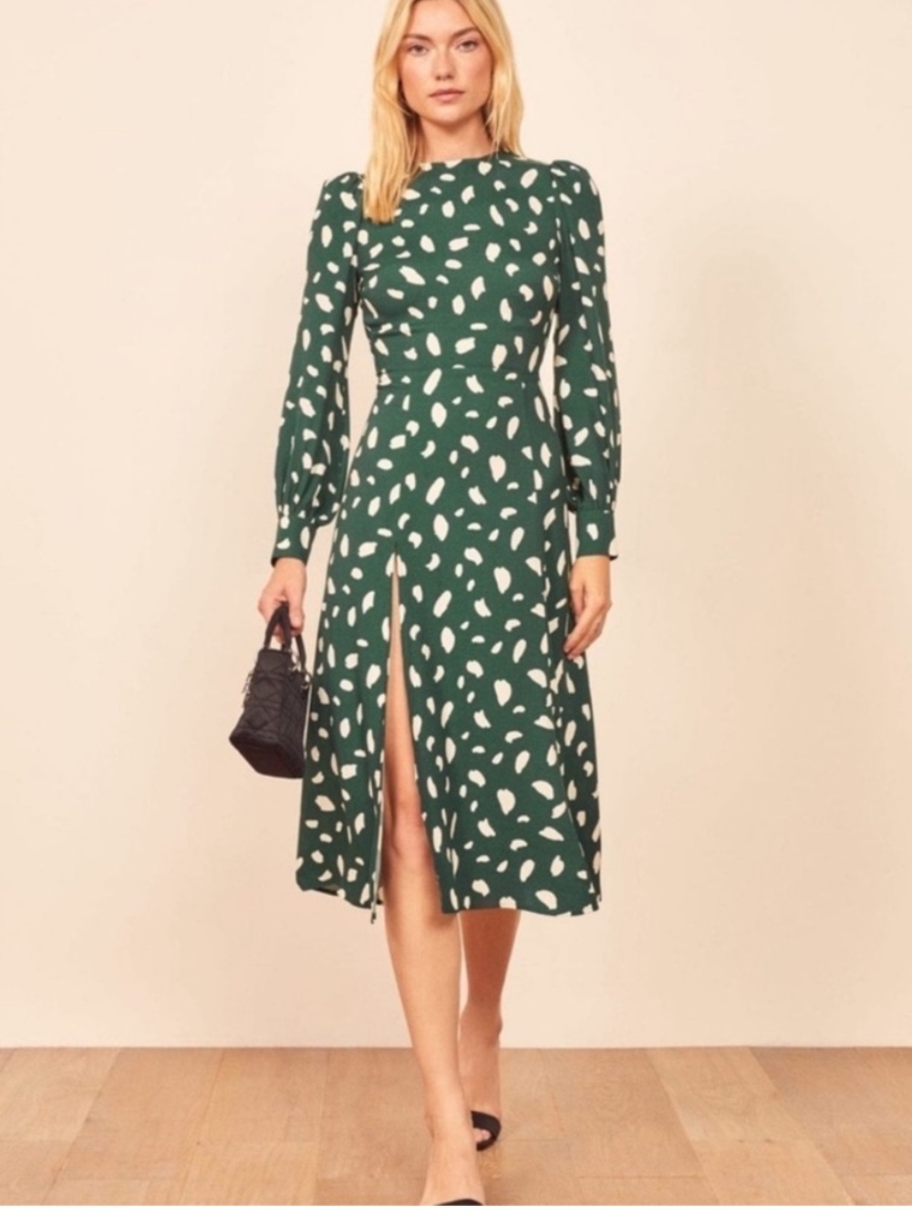 Reformation Creed Floral Print Dress - Green - Size 6